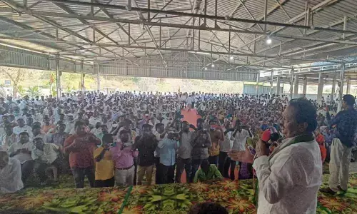 Congress leader Shabbir Ali addressing the gathering in Domakonda on Saturday