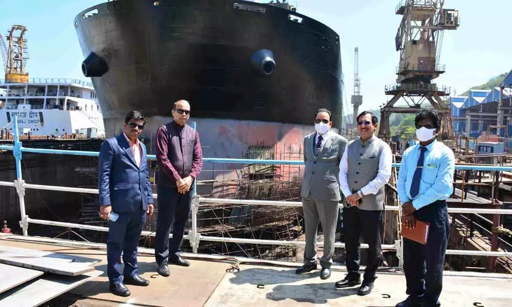 Minister Ajay Bhatt visits Hindustan Shipyard Ltd