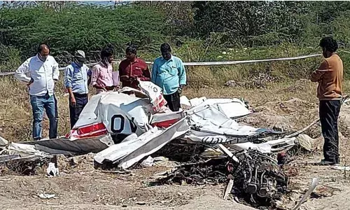 Nalgonda: AAIB officials inspect aircraft crash spot