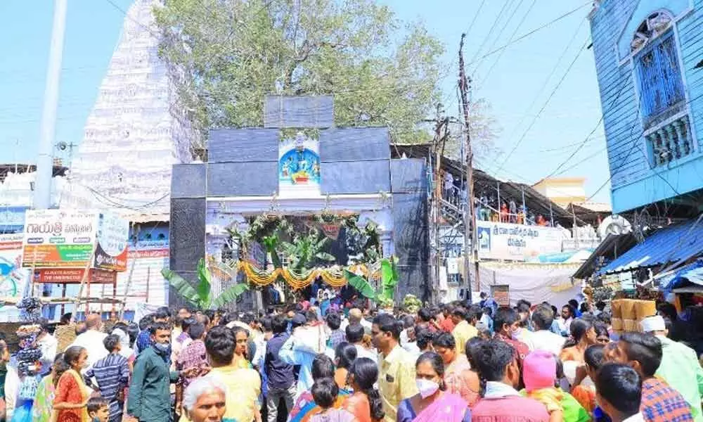 Thousands of devotees visit Vemulawada temple on Maha Shivaratri on Tuesday