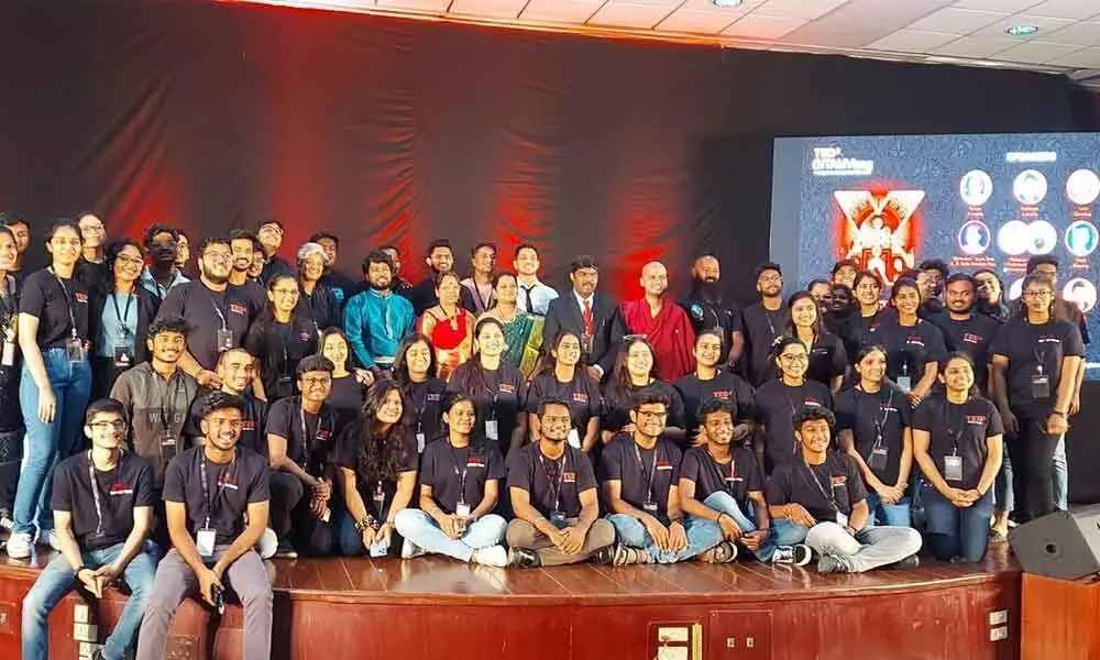 Students and speakers at the TEDx talk held at GITAM campus in Visakhapatnam on Saturday.