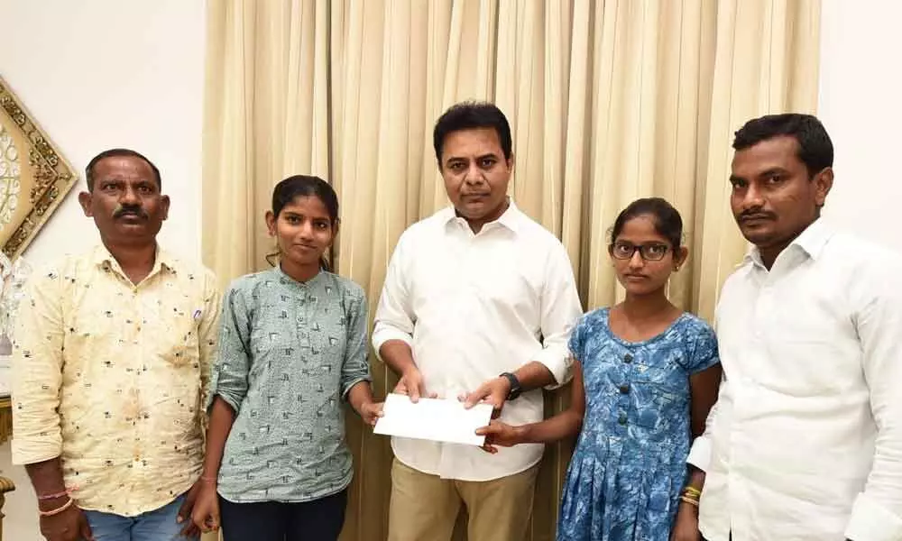 KTR pitches in to fund edn of two bright students