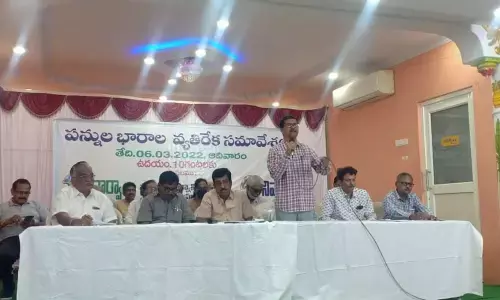 VARWA NIVAS convenor BB Ganesh addressing the gathering in Visakhapatnam on Sunday