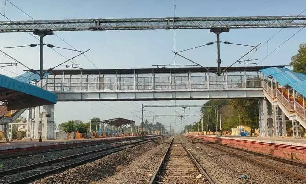 The newly constructed foot-over-bridge at Pithapuram railway station