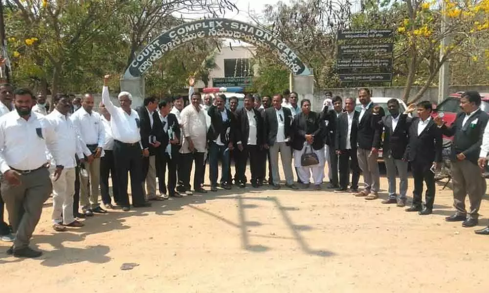 The Lawyers’ under the Shadnagar Bar Association boycott court functions in protest against the attacks on lawyers