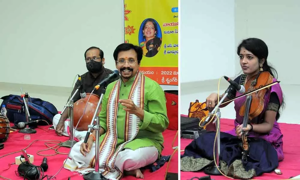 Vocal concert by Dr Suryaprakash(Left); Violin concert by CS Chinmayi (Right)