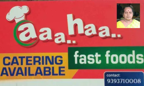 Aaa....Haa fast foods and catering centre in Tirupati; Hotel owner Anuradha(Inset)