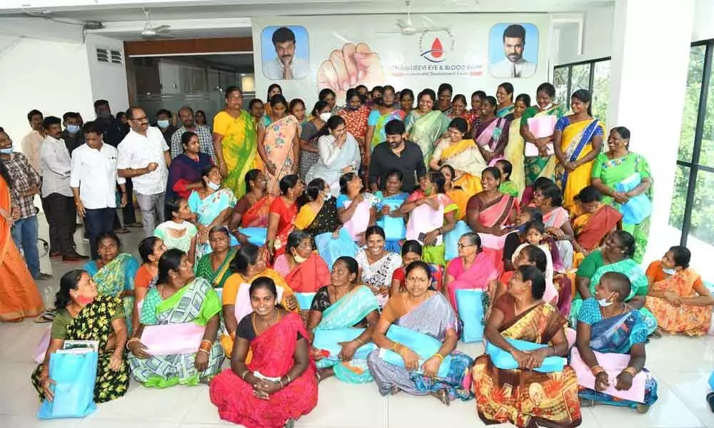 Women's Day: Chiranjeevi felicitates female film production workers