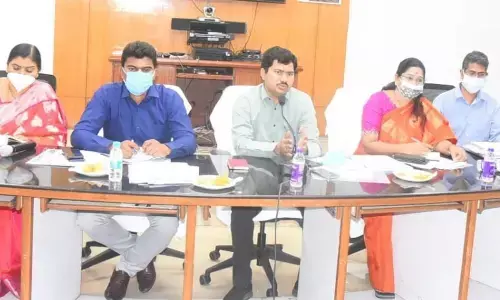 District Collector A Mallikarjuna addressing at the meeting in Visakhapatnam on Tuesday