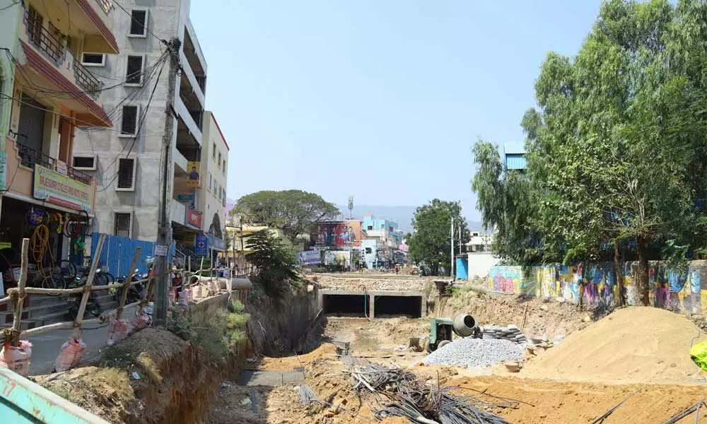 Ongoing RUB works at Rayalacheruvu road level crossing in Tirupati