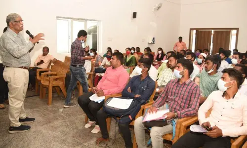 Youth from Rajampet Parliamentary constituency attending job interviews in Tirupati on Wednesday