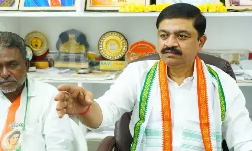 Congress leader from Narayanpet Shiva Kumar addressing the media on Mana Ooru-Mana Poru public meeting which is scheduled to be held on March 13