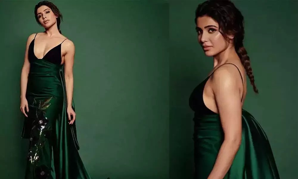 Samantha Gives A Befitting Reply To All The People Who Criticised Her Green Gown Bold Look