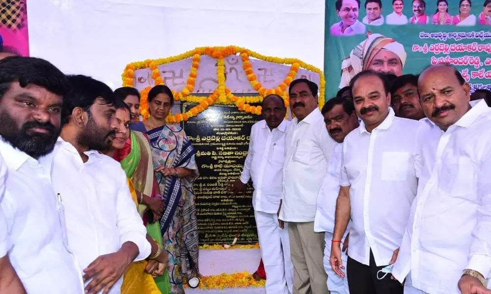 Education Minister Sabitha Indra Reddy and Panchayat Raj and Rural Development Minister Errabelli Dayakar Rao laid foundation and inaugurated several development works across Rangareddy district on Sunday