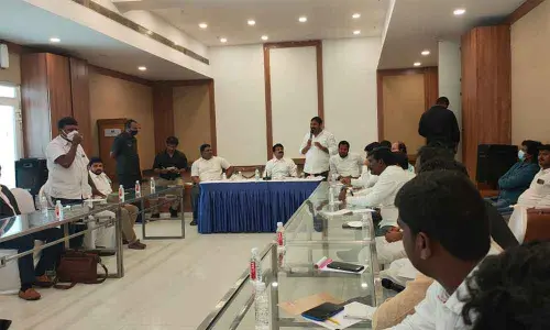 Evangelist Brother Anil Kumar holding a meeting with the representatives of BCs and Christian groups in Visakhapatnam on Monday