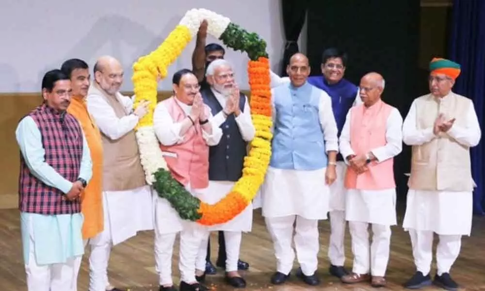 PM Modi gets Nadda garlanded first at Parliamentary party meeting, shows organisational supremacy
