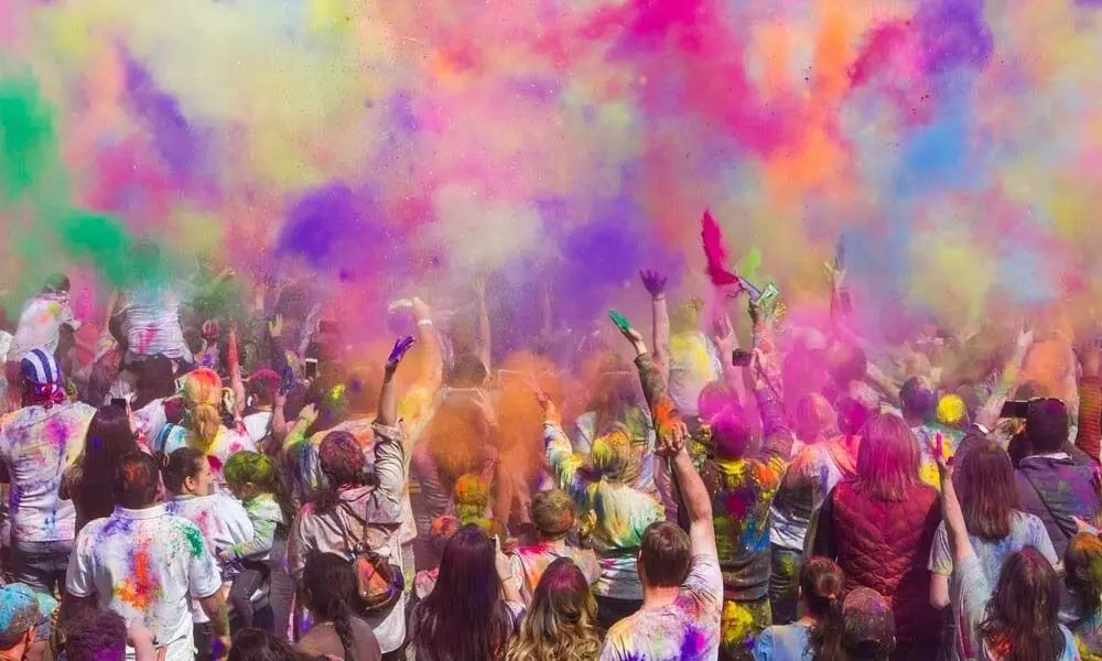 Telangana drenched in Holi colours