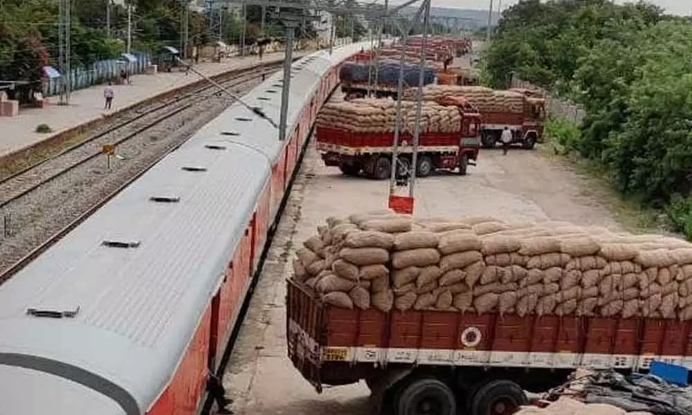 File photo of parcels getting loaded in trains