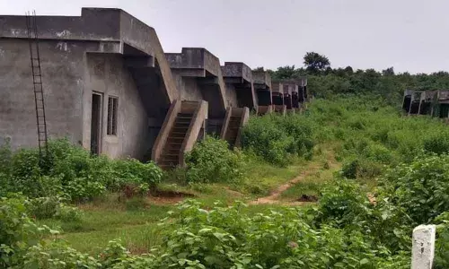 The 2 BHKs houses under construction at Maddulagudem under Pinapaka mandal
