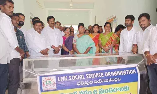 Social Service Organisation Chairperson  K Snehalatha handed over body freezers to PHCs in Jagtial district on Monday