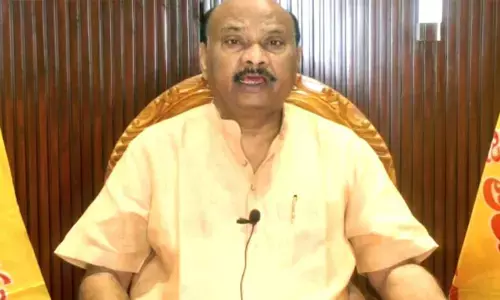 TDP politburo member Chintakayala Ayyanna Patrudu speaking to the media in Visakhapatnam on Tuesday