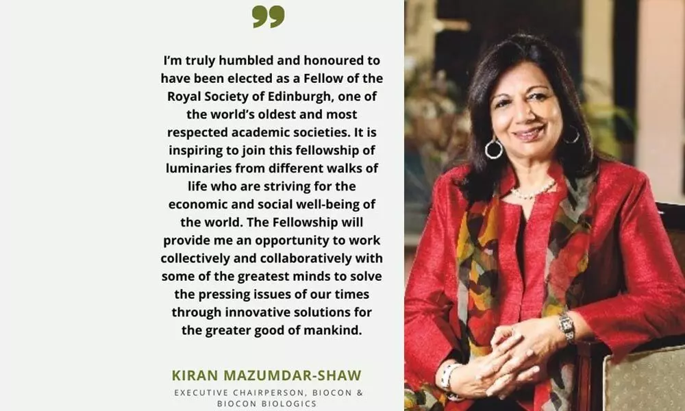 Biocon Executive Chairperson Kiran Mazumdar-Shaw elected as the Fellow of the Royal Society of Edinburgh