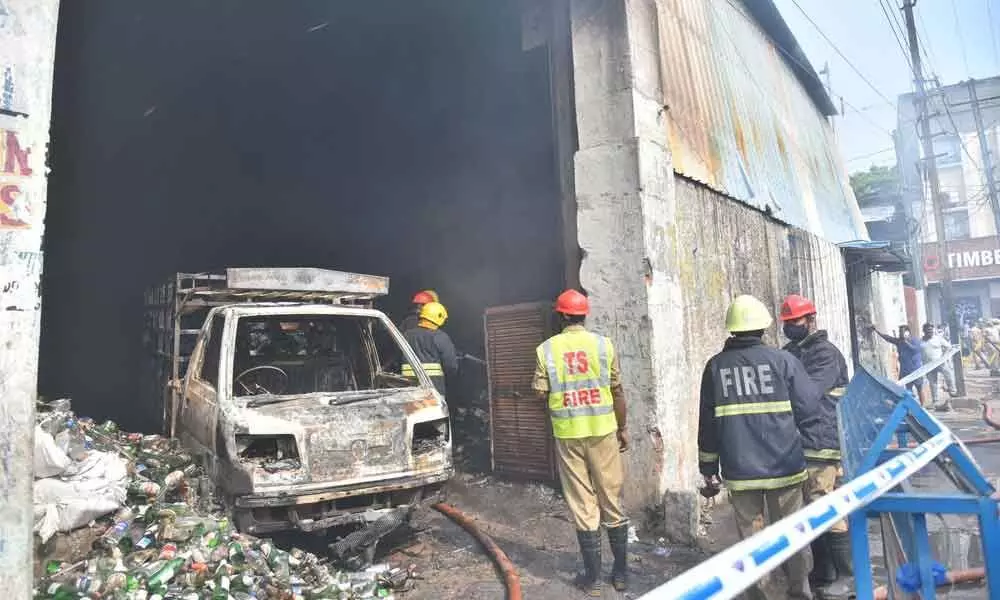 The ghastly fire incident in a scrap godown in Bhoiguda