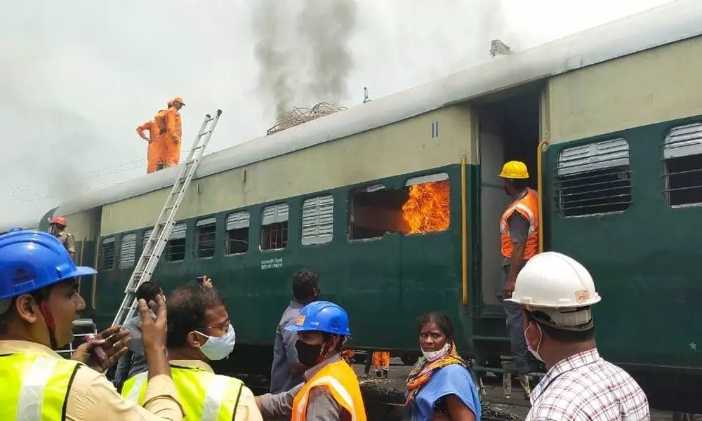 Mock drill at Rajamahendravaram railway station on Wednesday