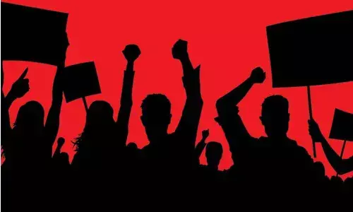 Tribals stage protest at BJP office in Hyderabad after Union Ministers remarks on ST quota