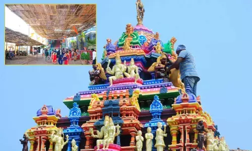 Arrangements are underway for the conduct of of Sri Rama Navami festival here at Lord Rama temple in Bhadrachalam on Wednesday