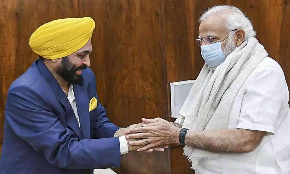 Punjab Chief Minister Bhagwant Mann and Prime Minister Narendra Modi