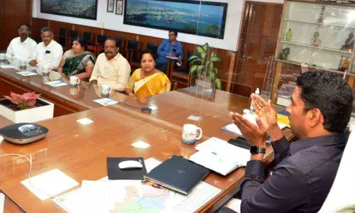 GVMC Commissioner G Lakshmisha interacting with the Co-option members in Visakhapatnam on Thursday