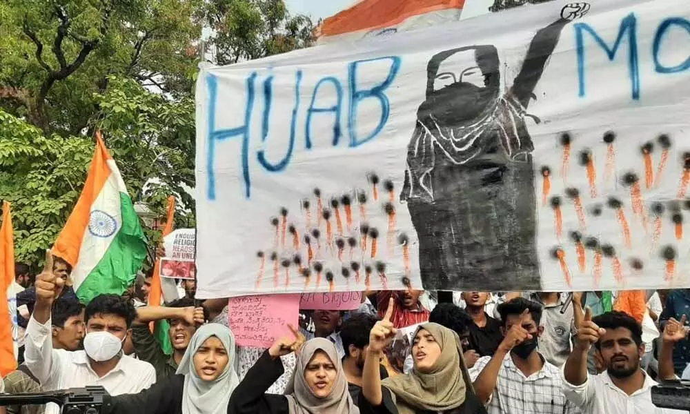 Mangaluru varsity students protest hijab ban