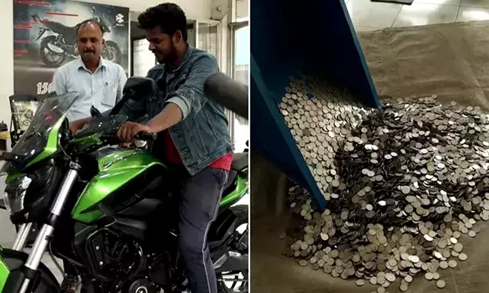 Boopathi made payment for his dream bike using one rupee coins, earned through his YouTube channel