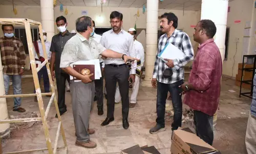 East Godavari District Collector Chevuri Hari Kiran inspecting the works at the new Collectorate in Amalapuram on Wednesday