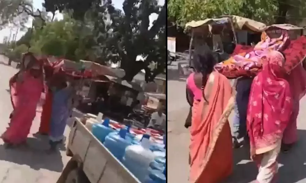 Watch The Trending Video Of Four Woman Carrying The Dead Body Of Their Relative
