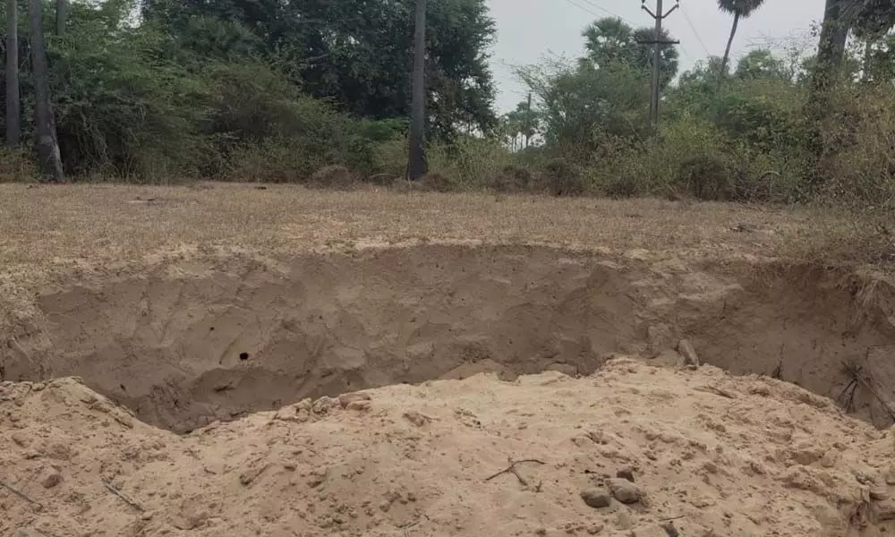 Salt lands being excavated for sand at Chinaganjam