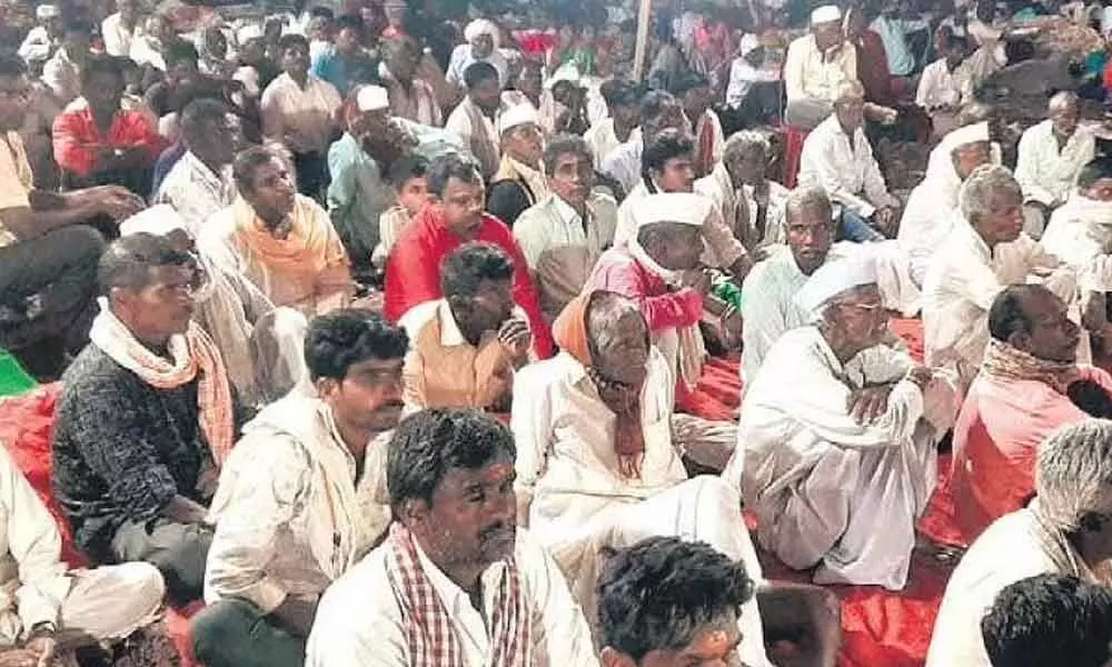 People gather to witness community programmes during Ashtur jathra in Bidar