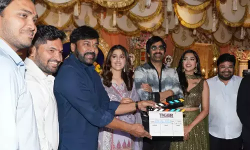 Megastar Chiranjeevi Graces The Opening Ceremony Of Ravi Teja’s ‘Tiger Nageswara Rao’