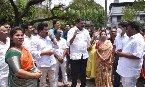 Ministers Botcha Satyanarayana and P Pushpa Srivani inspecting new offices in Parvathipuram on Sunday