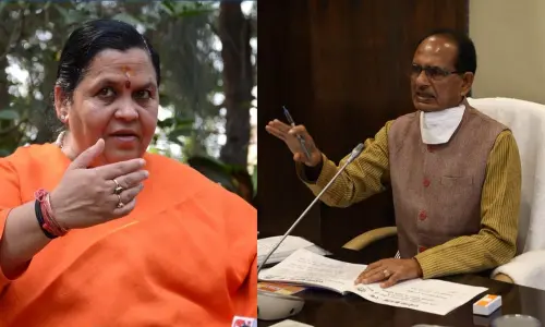 Senior BJP leader Uma Bharti and Madhya Pradesh CM Shivraj Singh Chouhan