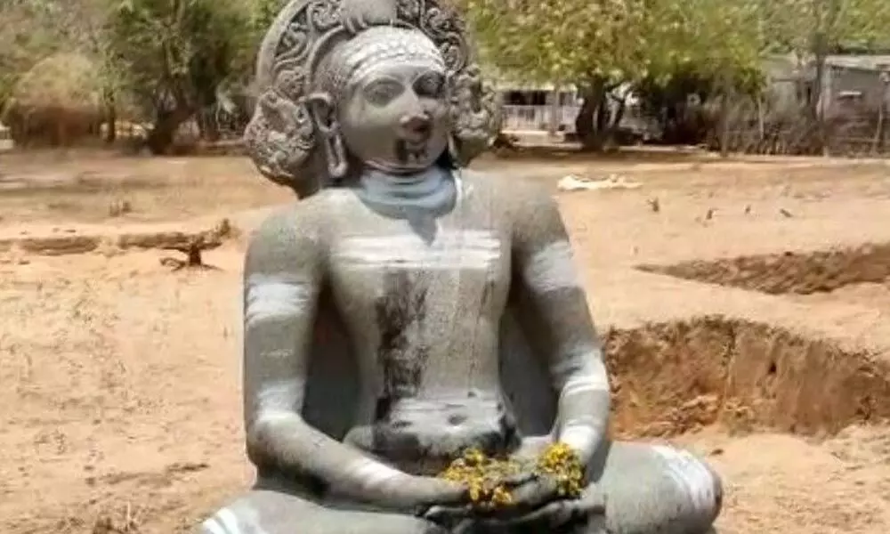 Rare Amitabha Buddha statue at Koridi panchayat in Sullurpet of Tirupati district