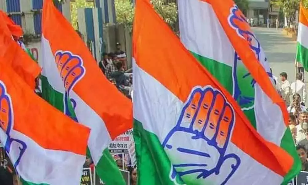 Congress holds protest at Telangana Bhavan
