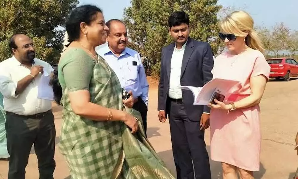 Head of World Health Organisation (WHO) Innovation Hub, Geneva, Louise Agersnap interacting with the hospital staff in Visakhapatnam on Friday
