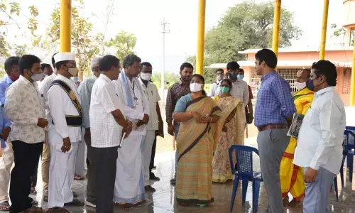 Collector A Suryakumari reviewing arrangements at Ramateertham temple on Friday