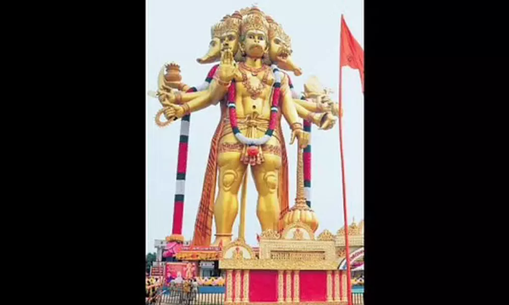 161-Ft Tall Statue Of Hanuman Unveiled In Karnataka