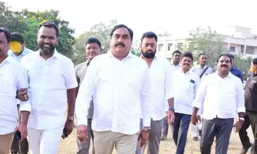 Minister for Panchayat Raj and Rural Development Errabelli Dayakar Rao inspecting LB College Grounds in Warangal on Saturday
