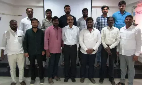 The Director (Training), Kapil Group and the lead faculty of the programme D Bal Reddy with the participants of Vaktha programme                                                                                                                                                  Photo: Adula Krishna