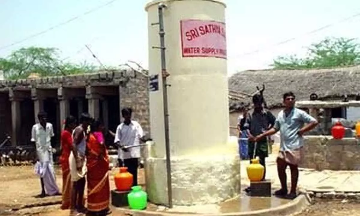 A water tank in a village in Anantapur used by people.