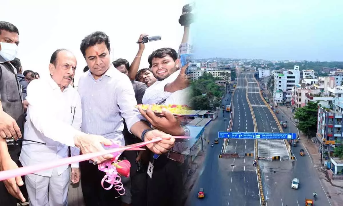 KTR inaugurated the 690 meter long Bahadurpura Flyover today.